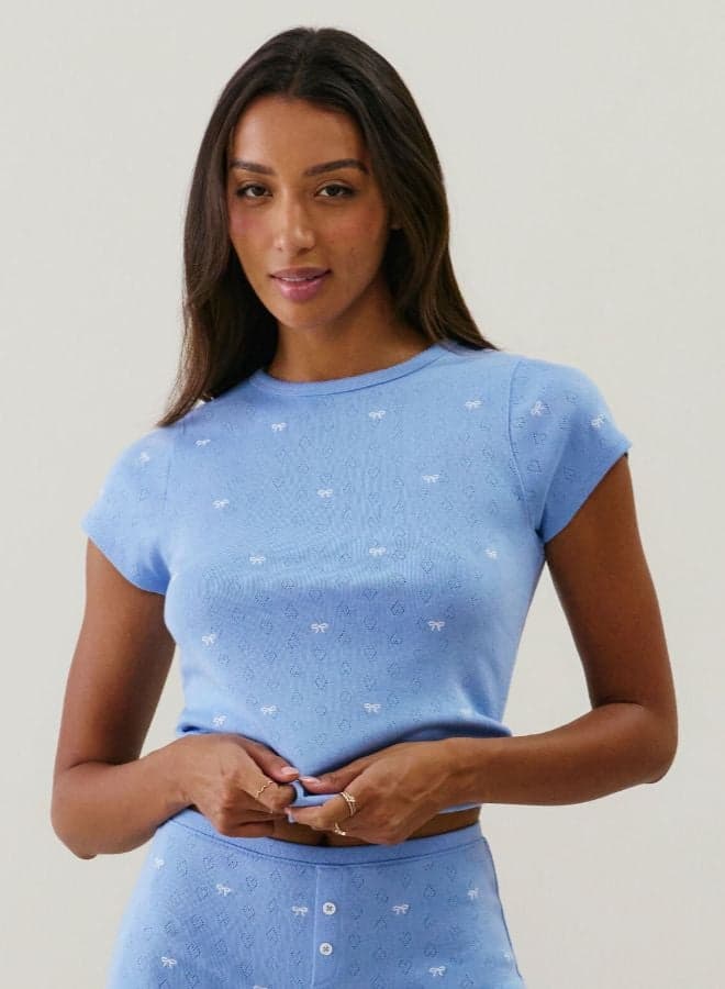 Blue Pointelle Knit Sleep Vest 655465123 - Image 1