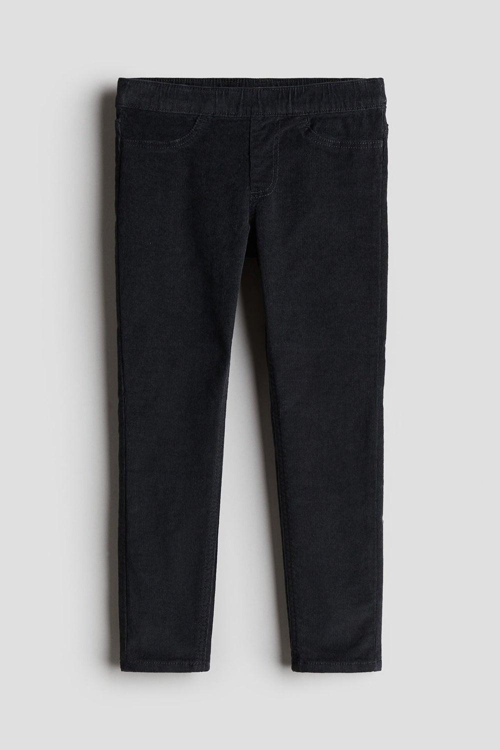 Skinny Fit Corduroy Trousers – Dark Grey - Image 1