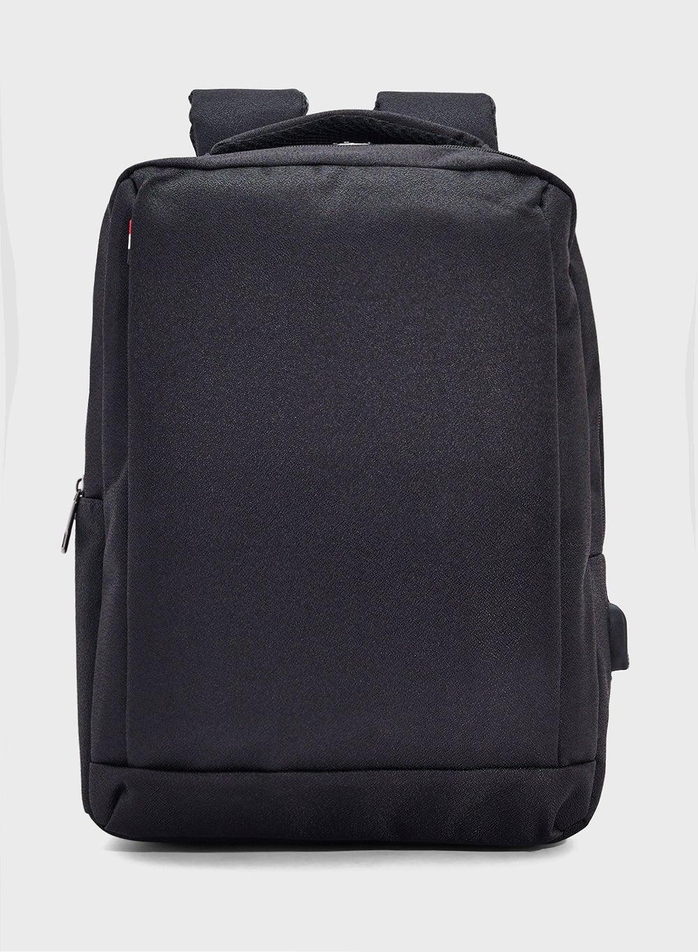 Casual Black Backpack Vhl2011 with USB Charging Port - Image 1