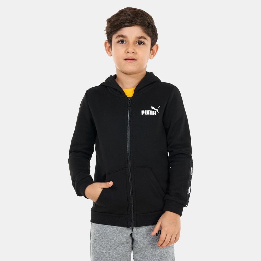 Kids' Essentials Tape Full-Zip Hoodie Black - Image 1