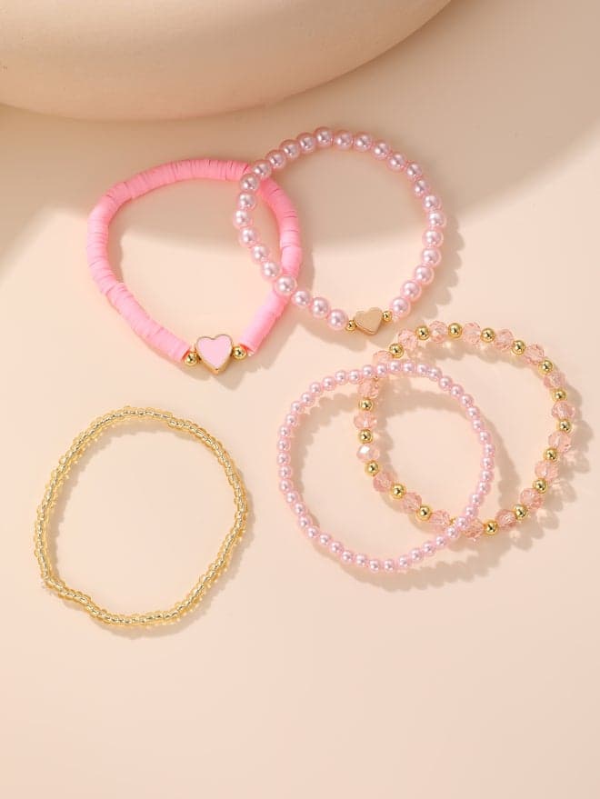 Take Two Set of 5 Pink Beaded Bracelets - Image 1