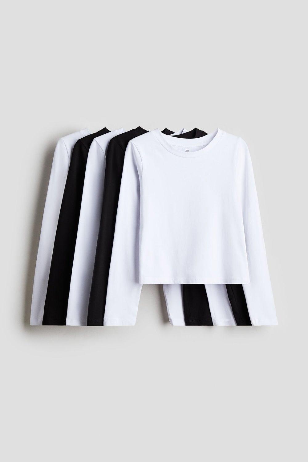 5-Pack Jersey Tops Soft Cotton Long Sleeve Essentials - Image 1