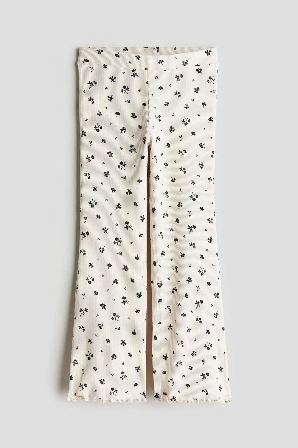 Girls Navy Flared Cotton Leggings - Image 1