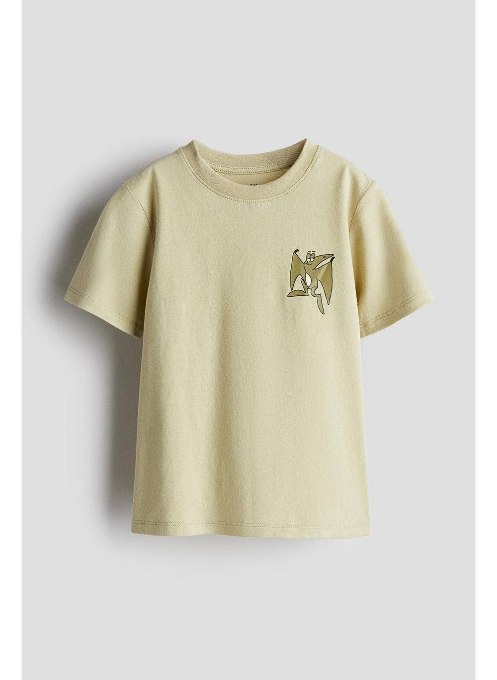 Boys Printed Jersey T-Shirt Beige Medium Dusty - Image 1