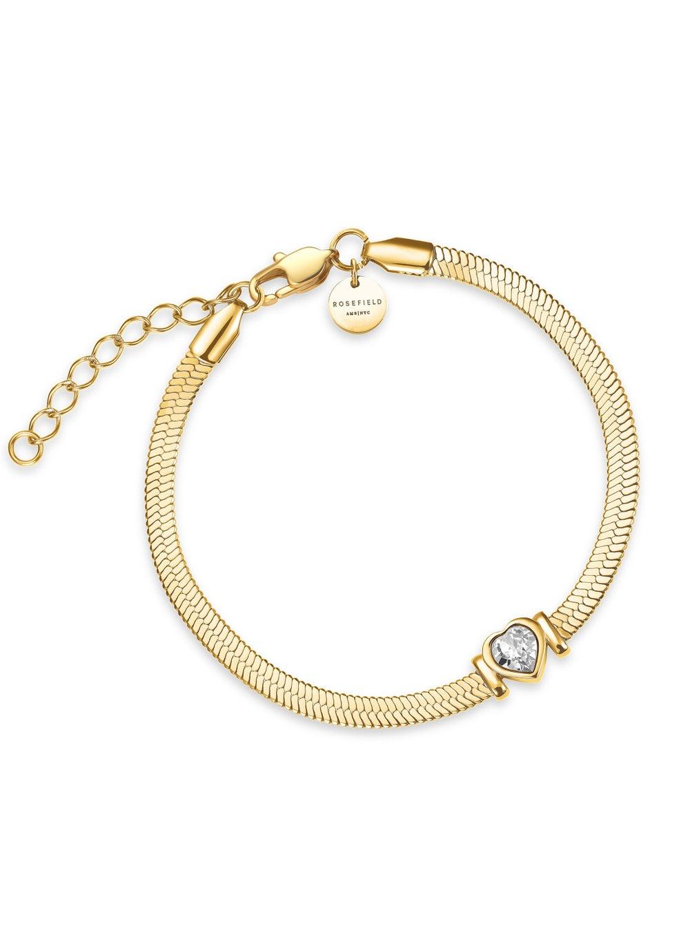 Rosefield Snake Heart Crystal Bracelet JBSWG-J1010 Gold - Image 1