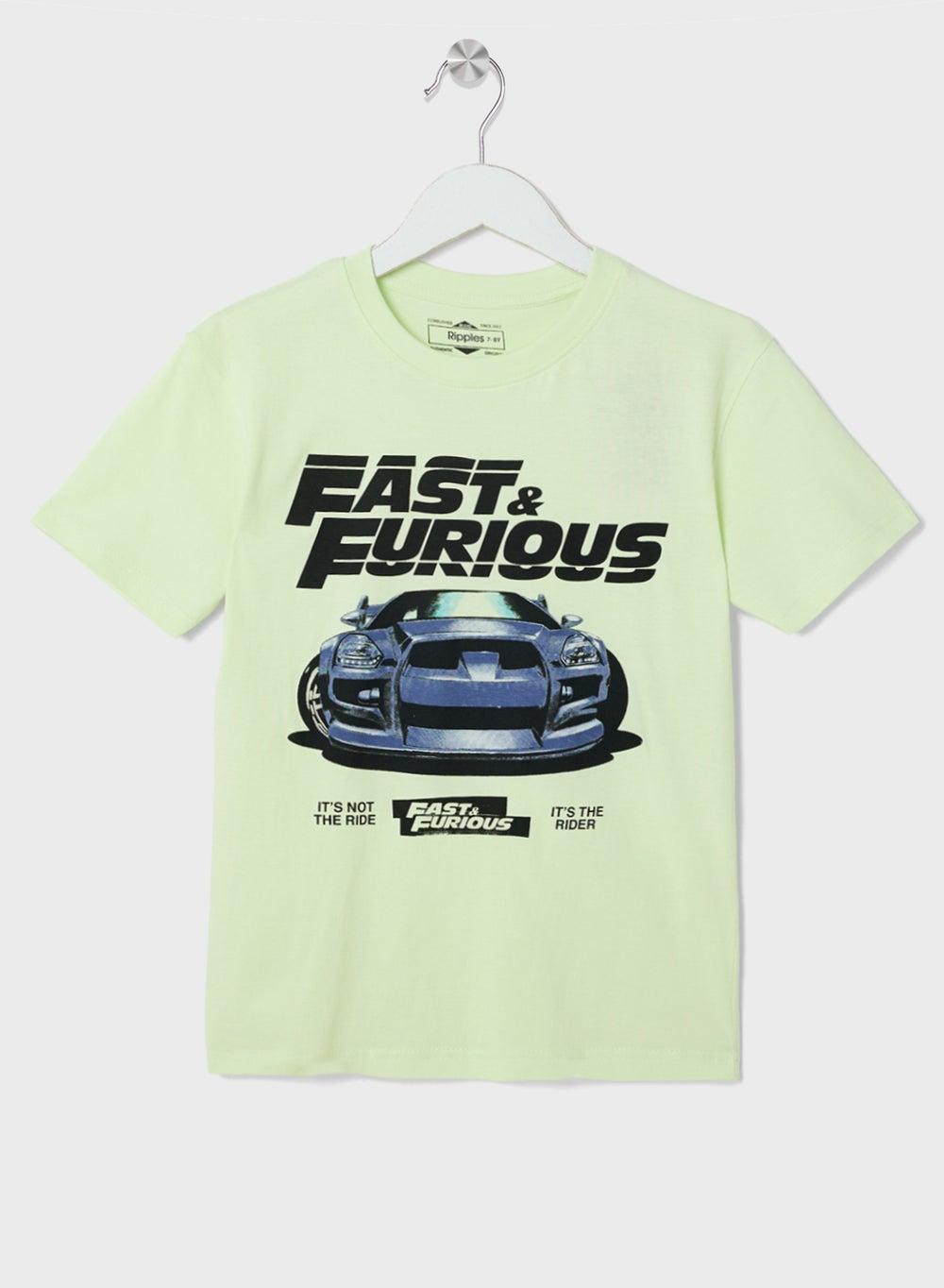 Boys Mint Green Graphic Cotton T-Shirt - Image 1
