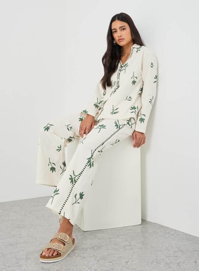 Multicolour Printed Buttoned Shirt & Pants Co-Ord Set - Image 1