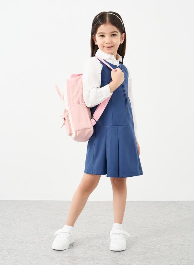 Styli Girls Navy Blue Pleated Pinafore Dress - Image 1