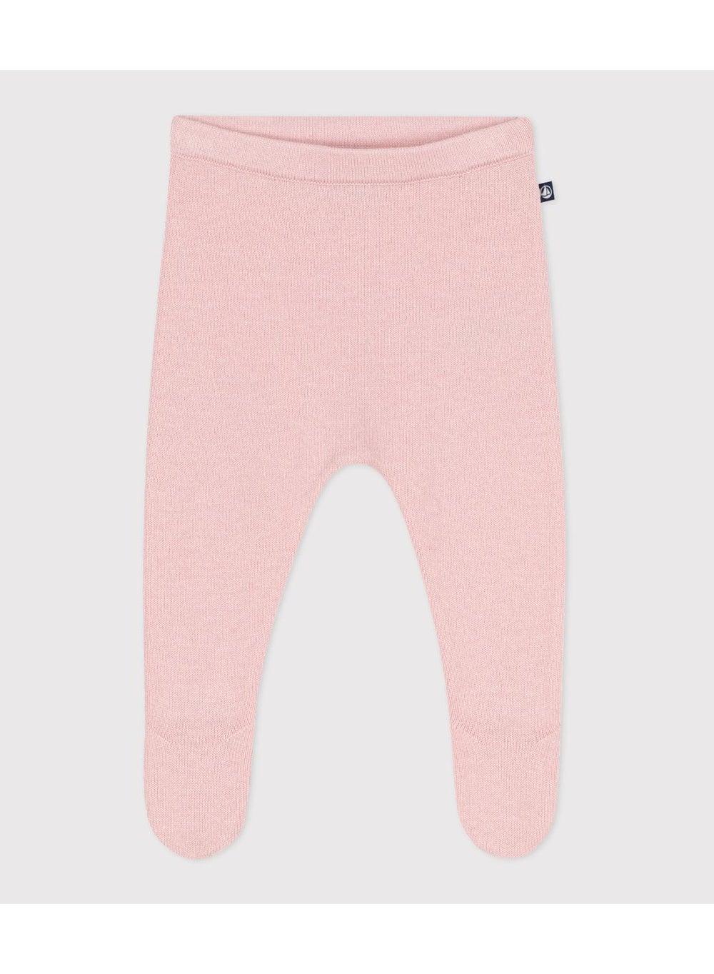 Baby Girls Wool Blend Knit Trousers with Feet - Image 1