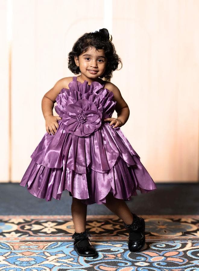 Flower Detail Dress in Royal Purple - Image 1