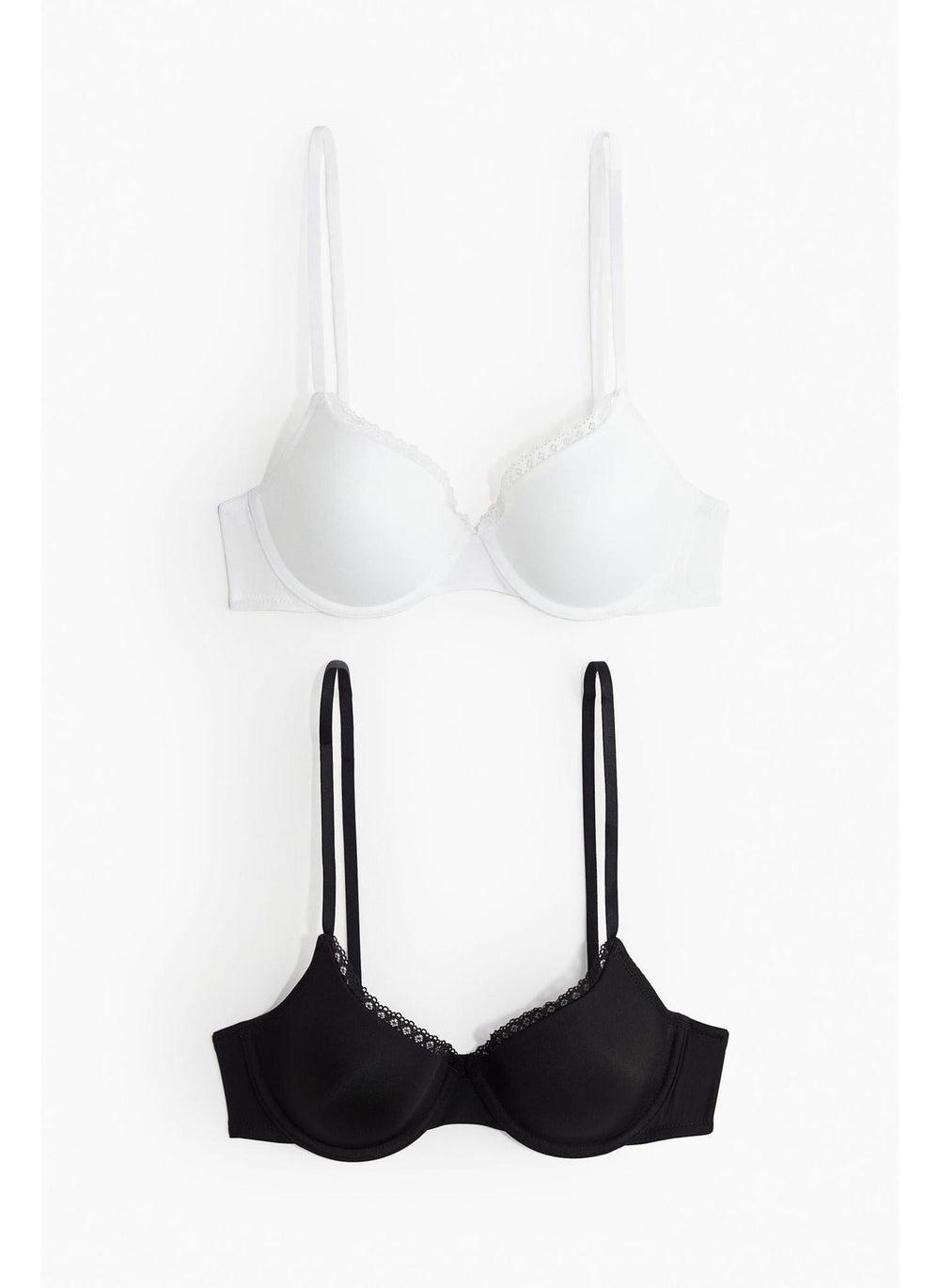 2-Pack Padded Underwired Microfibre Lace Bras - Image 1