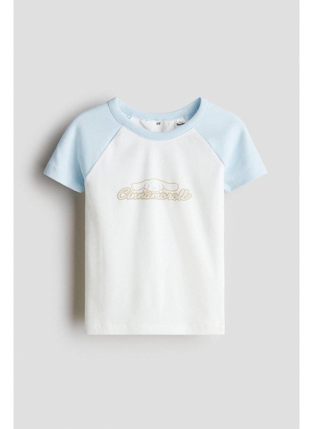 Girls Printed Cotton Jersey T-Shirt White Light - Image 1