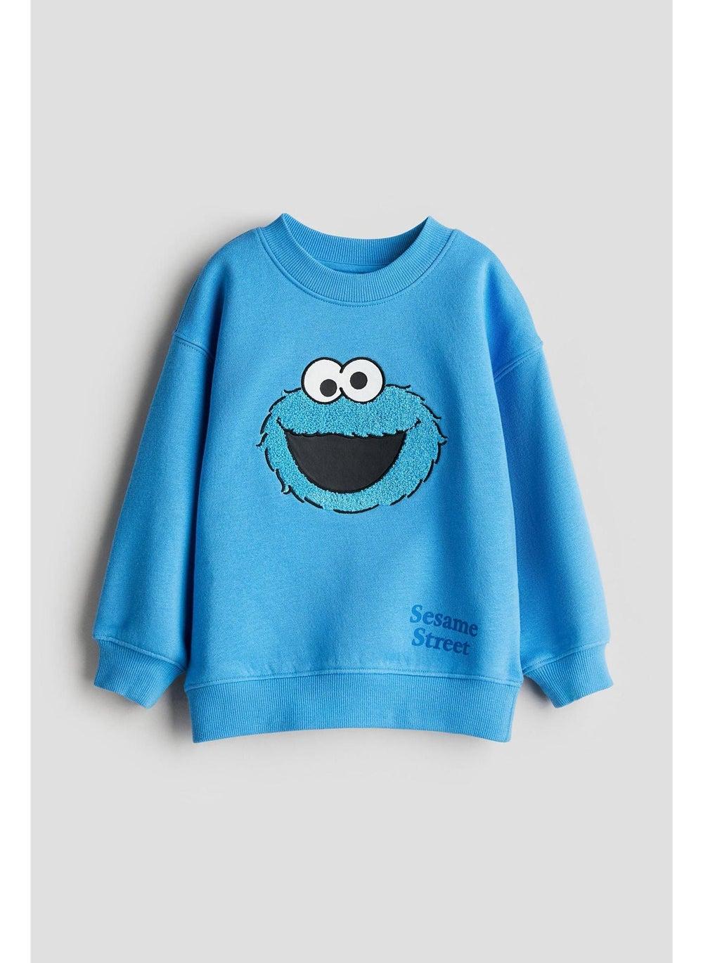 Motif-Detail Boys Sweatshirt in Soft Brushed Cotton - Image 1