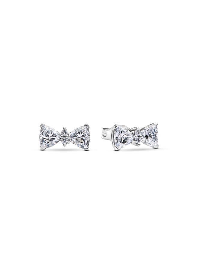 Sparkling Bow Stud Earrings Clear Crystal - Image 1
