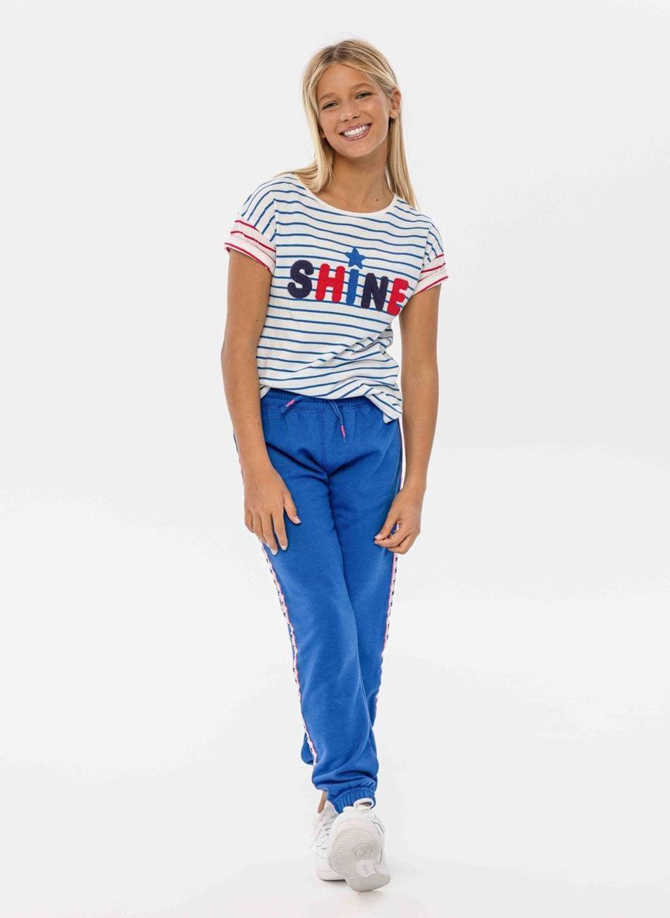 Girls Blue Jogpant with Contrast Side Taping - Image 1