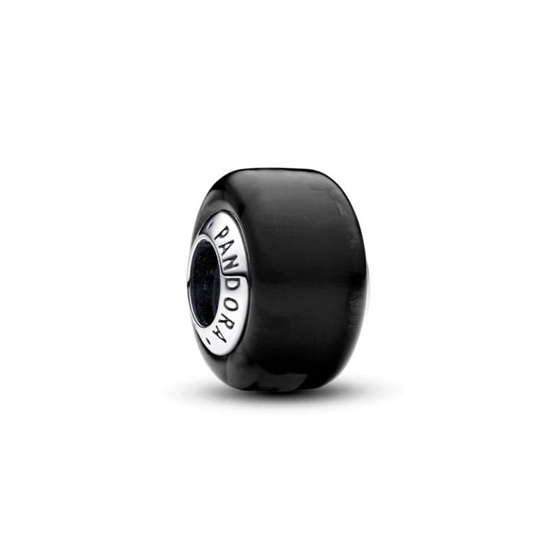 Black Mini Murano Glass Charm Sterling Silver Core - Image 1