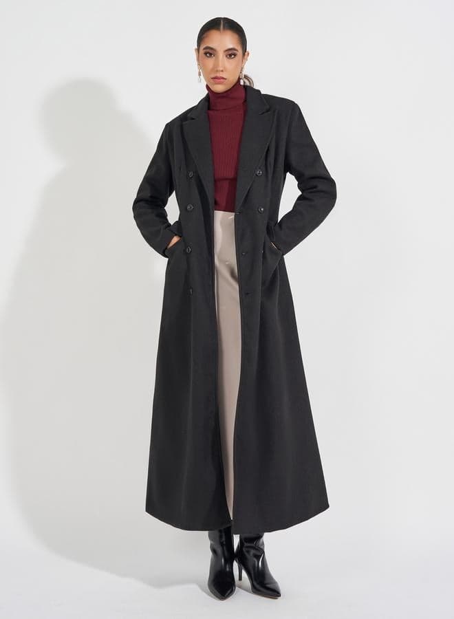 Maxi Wool-Blend Double Breasted Coat Black - Image 1