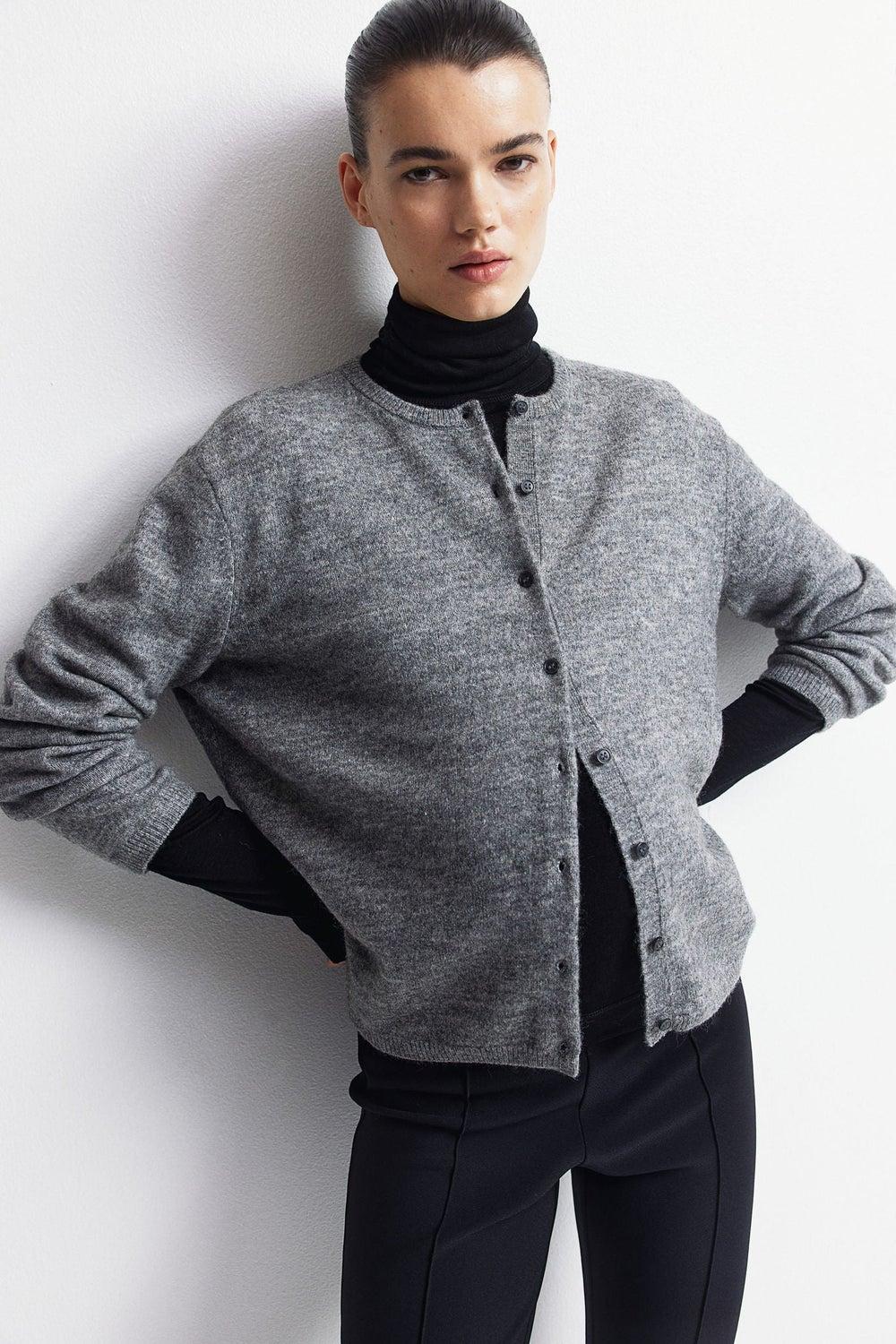 Mama Fine-Knit Crew Neck Cardigan - Image 1
