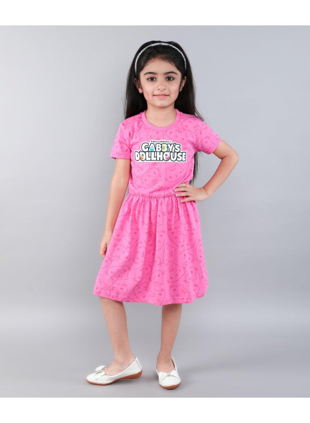 Gabby Dollhouse Girls Hot Pink Jersey Dress - Image 1