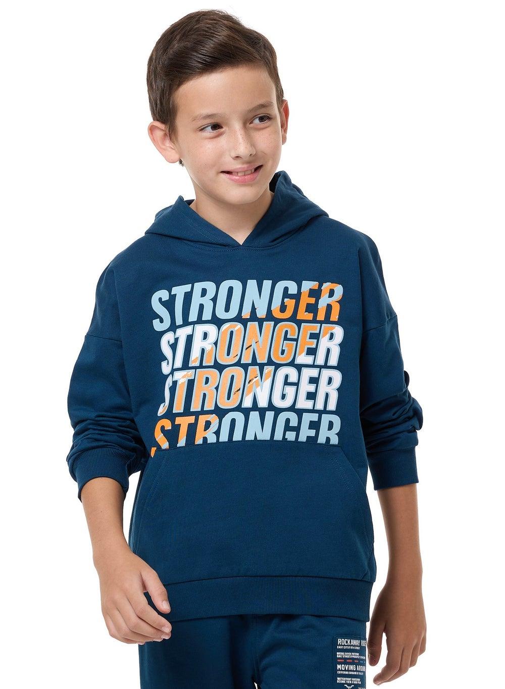 Boys' Navy Graphic Hoodie (8-14yrs) Oversized Fit - Image 1