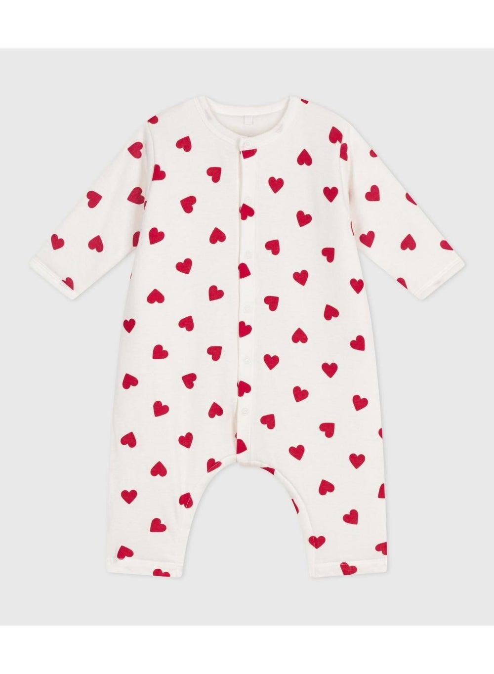 Girls' Heart-Print Padded Cotton Playsuit - Image 1