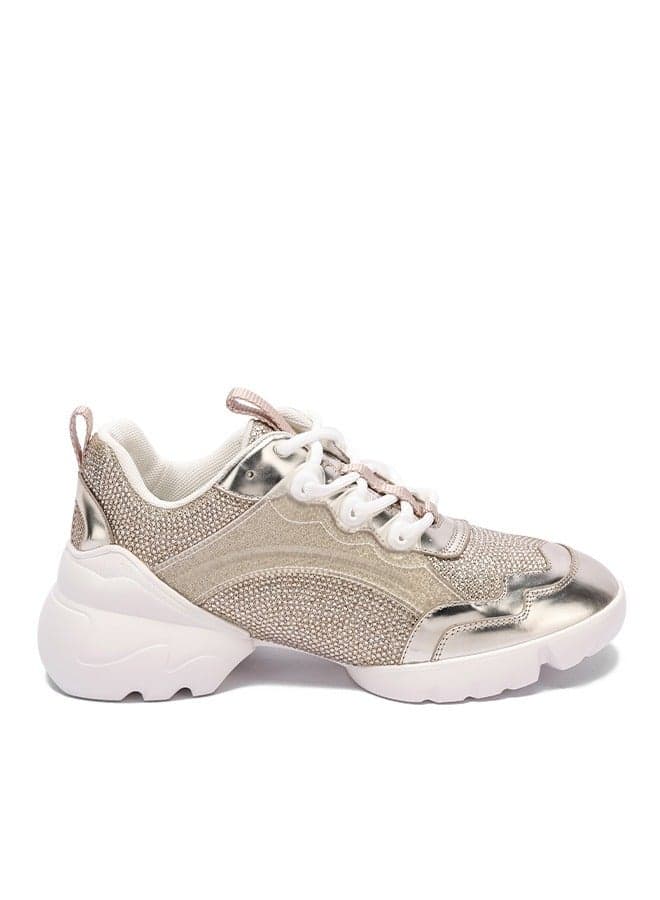 BERNIE Gold Embellished Low-Top Sneakers - Image 1