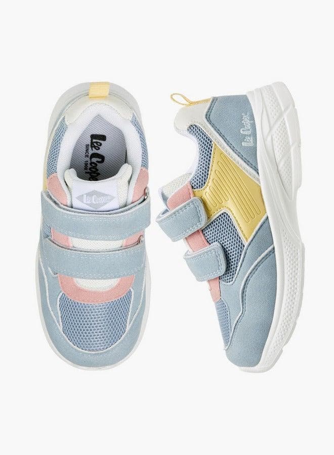 Girls Panelled Lilac Sneakers with Hook & Loop Closure - Image 1