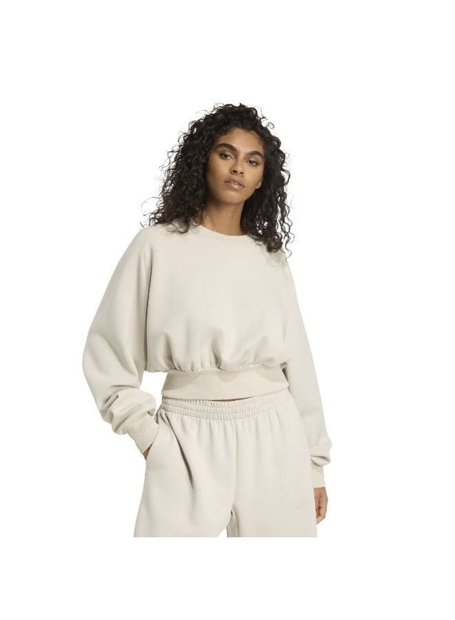 Soft Lux Loose Sweatshirt Beige Cropped Crew - Image 1