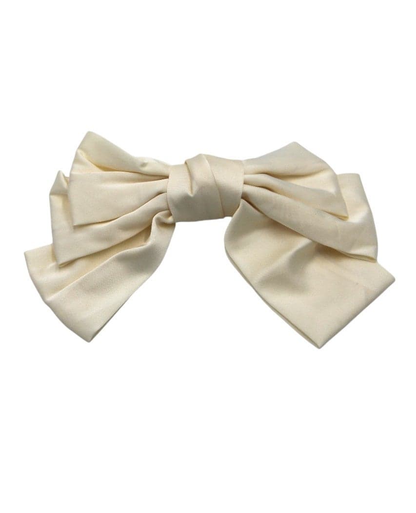 Cream Ribbon Big Bow Hair Clip for Girls - Image 1