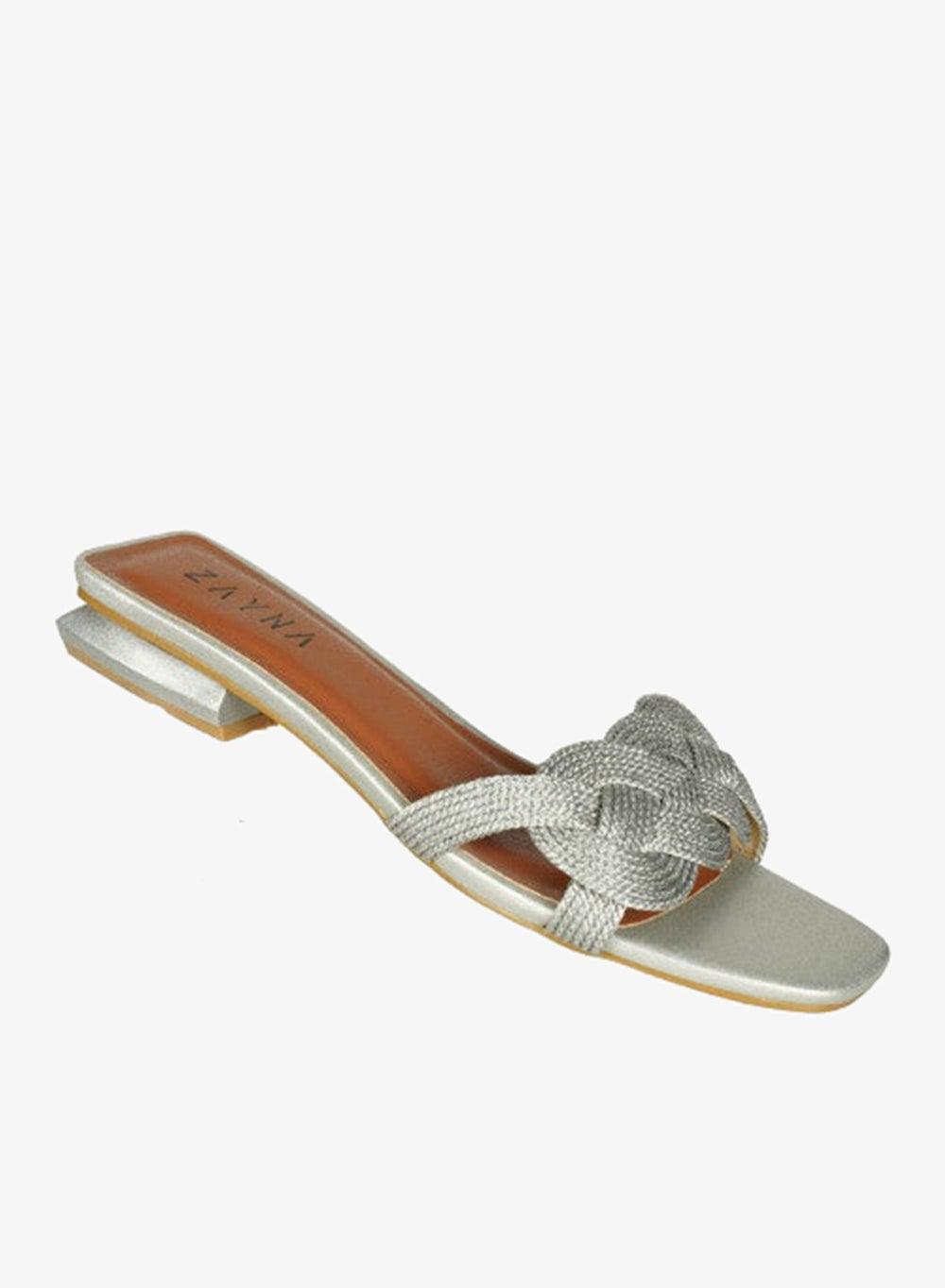 Zayna 221-24 Silver Square Toe Sliders - Image 1