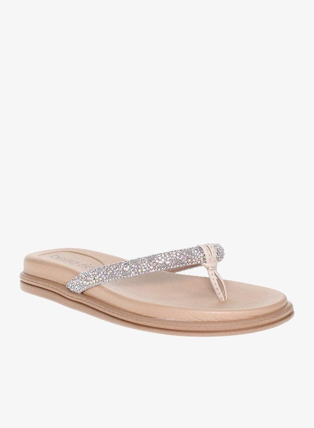 Beige Flat Sandals for Women – Cushioned PU Slip-Ons - Image 1