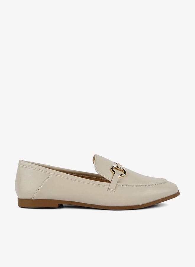 Ecru SH3198 Faux Leather Almond Toe Loafers - Image 1