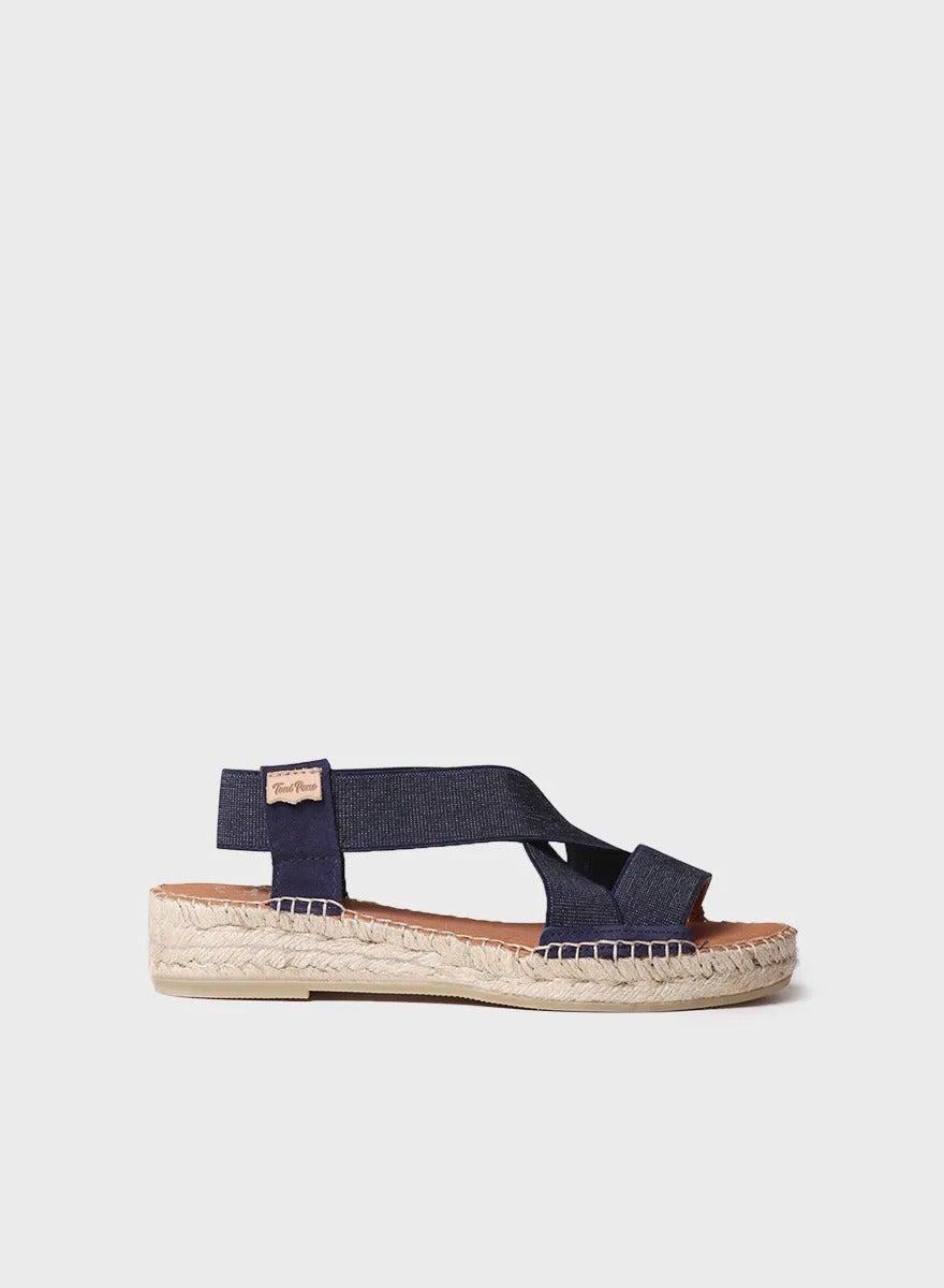 Evani Denim Espadrille Wedge with Elastic Straps - Image 1