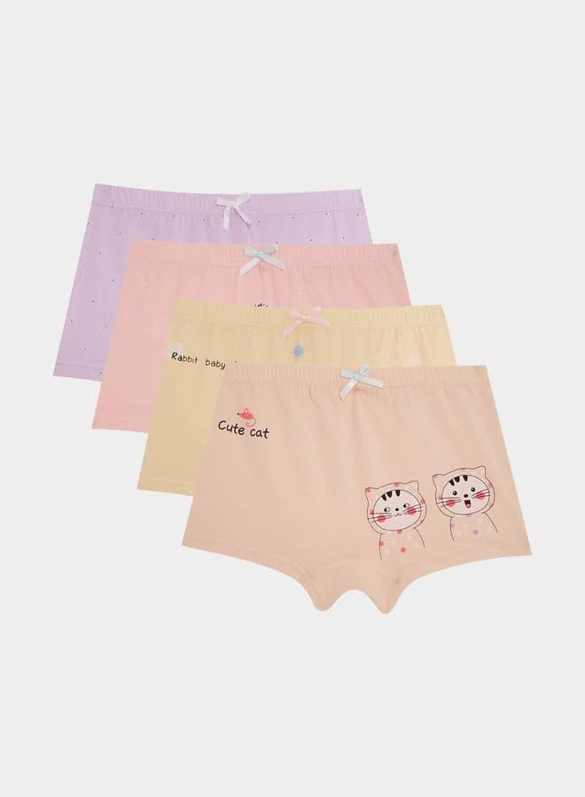 Styli Pack of 4 Cutie Cat Print Briefs - Image 1