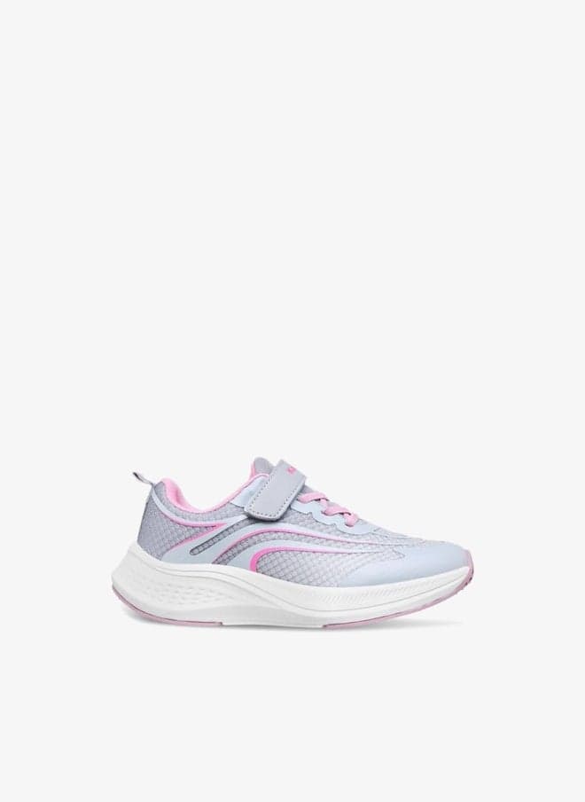 Girls' Grey Textured Sports Shoes with Secure Closure - Image 1