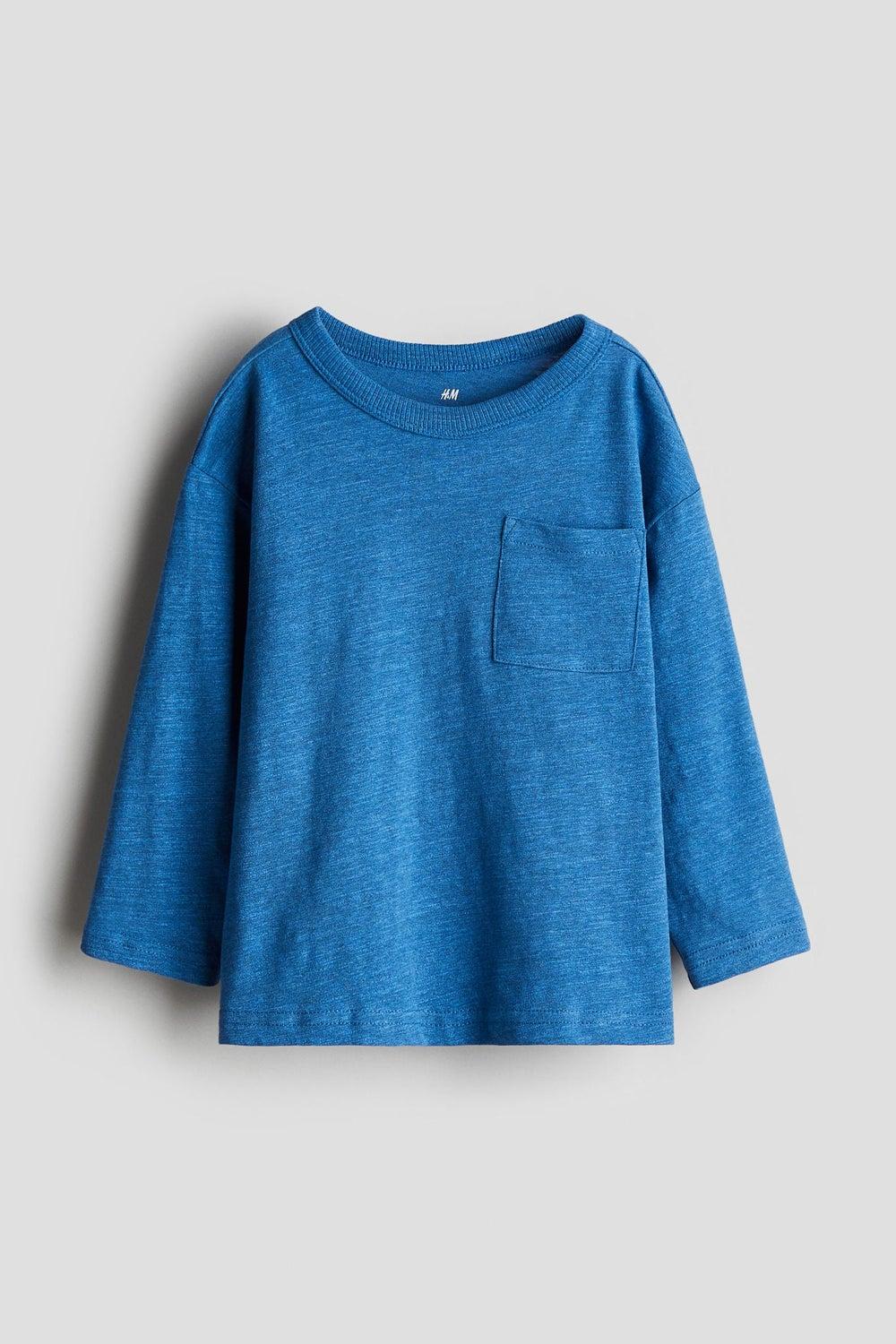 Boys Long-Sleeved Cotton T-Shirt Blue Bright - Image 1