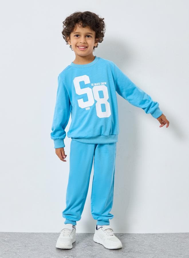Styli Blue Graphic Print Sweatshirt Joggers Set - Image 1