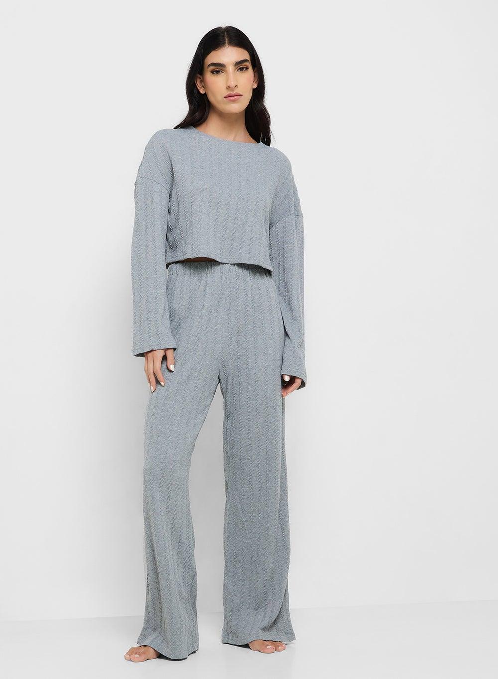 Grey Top & Pant Pyjama Set 250319 45 - Image 1