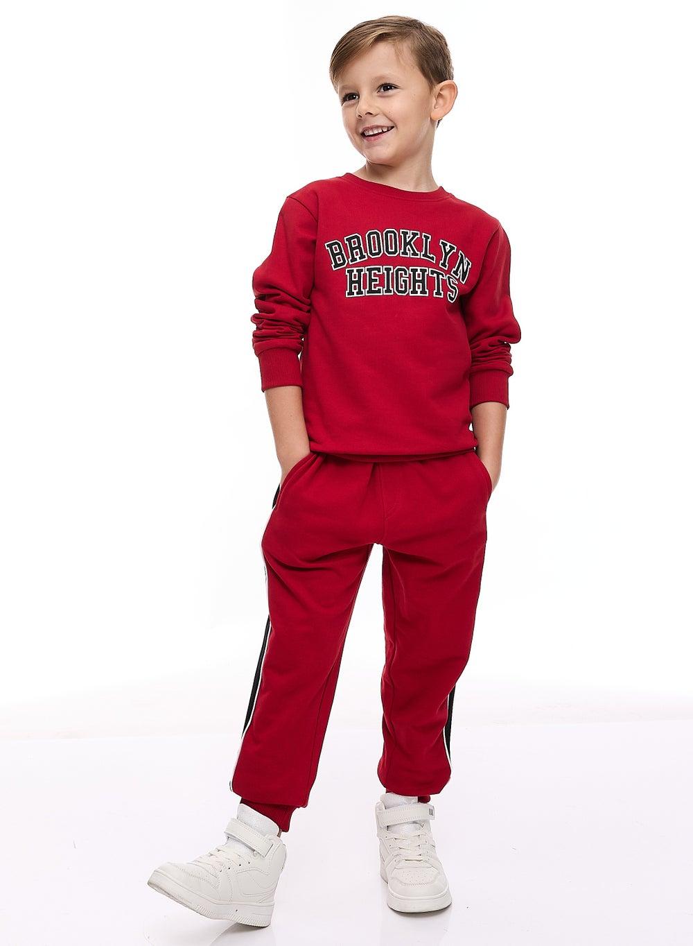 Boys' 2-Piece Sweatshirt and Jogger Set Red v (2–8 yrs) - Image 1