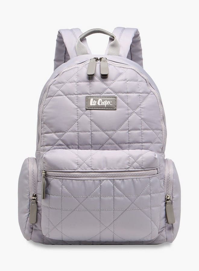 Grey Quilted Backpack GL 202408 Adjustable Zip Design - Image 1