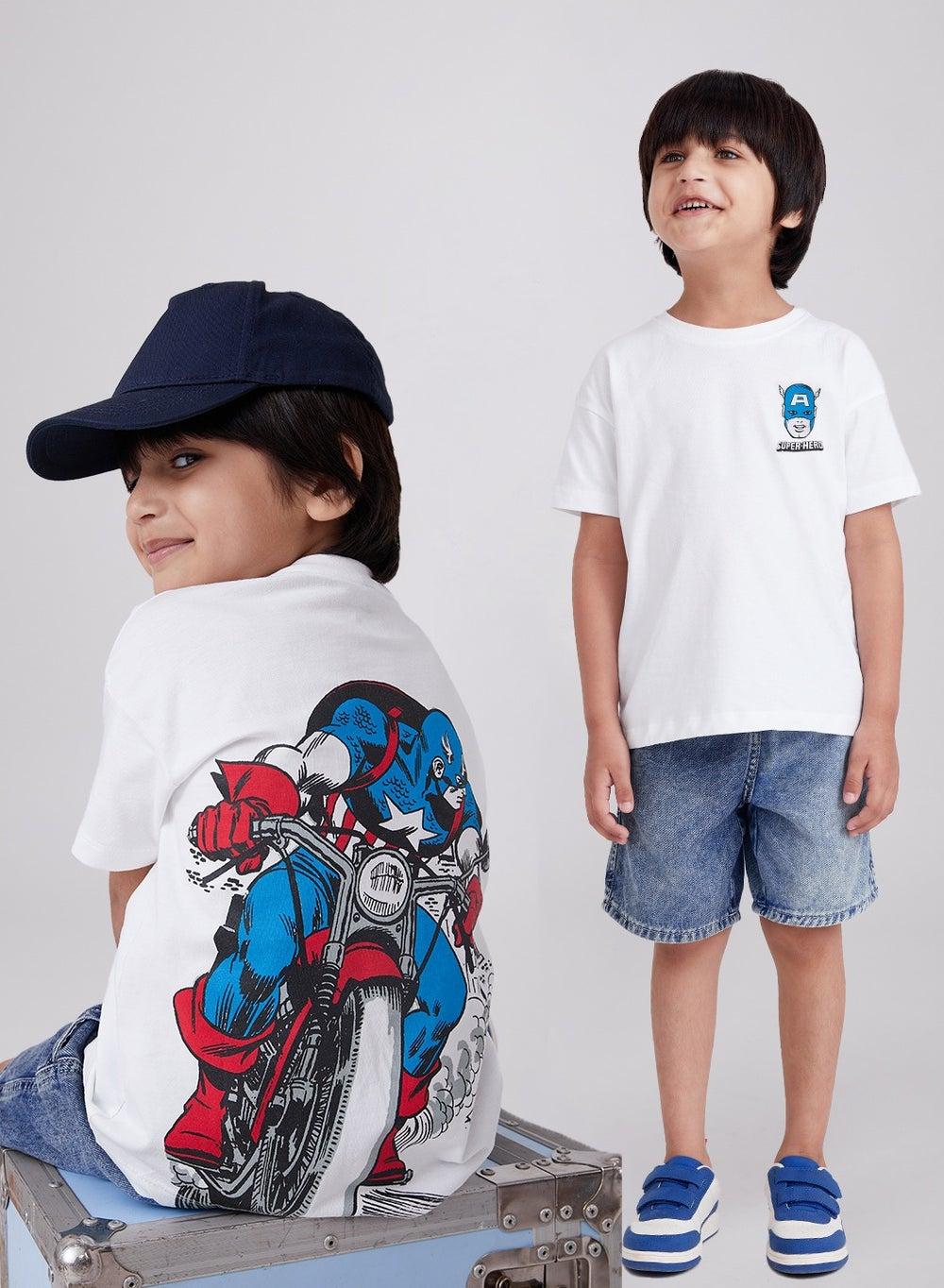 Captain America Printed Oversized T-Shirt for Boys - Image 1
