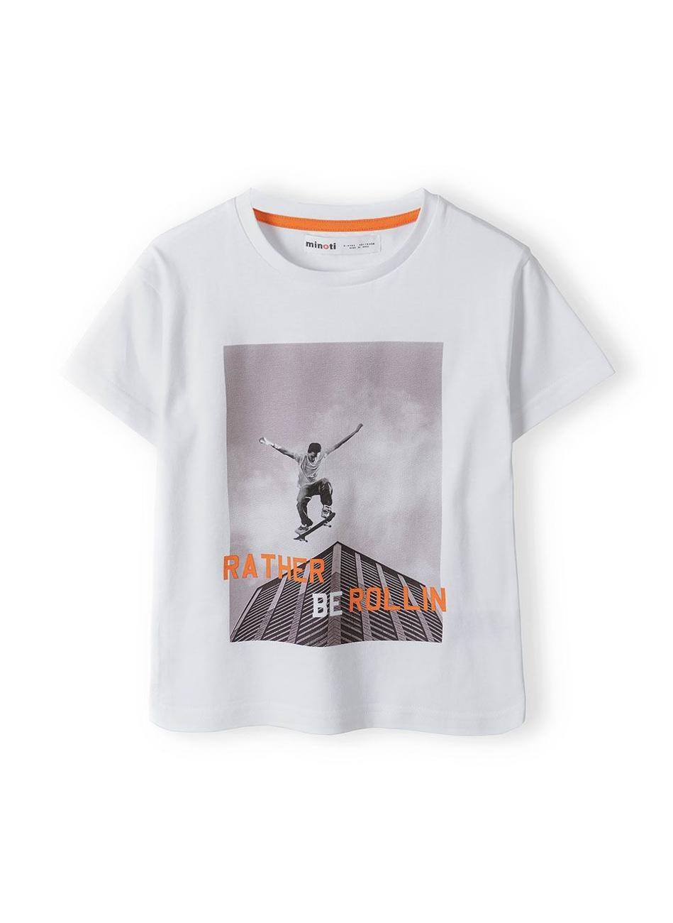 Boys Graphic Cotton T-Shirt White Short Sleeve - Image 1