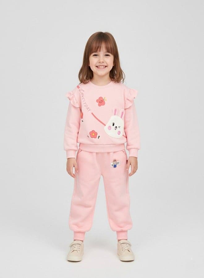 Pink Lovely Day Bunny Tracksuit Set - Image 1