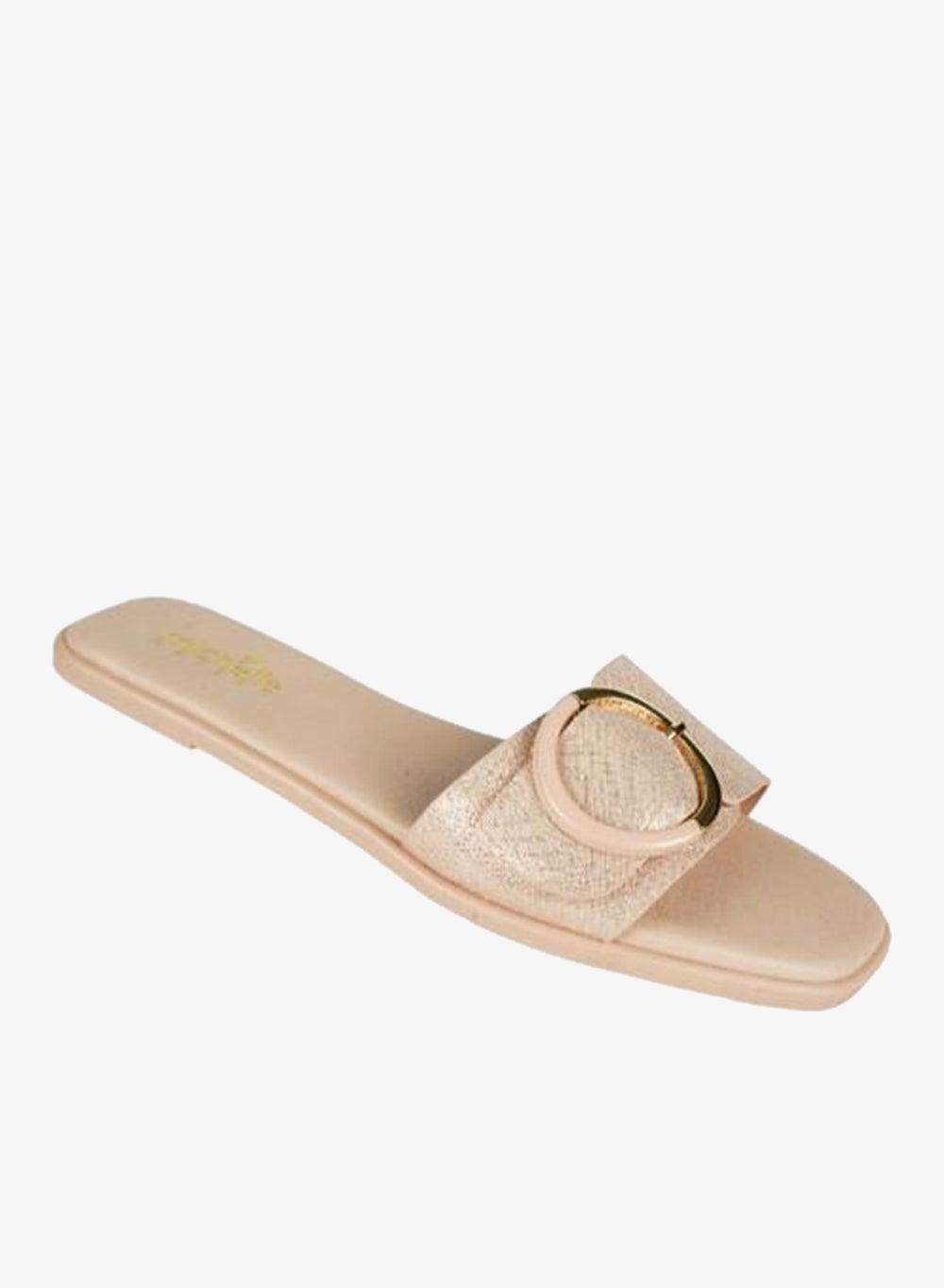 Michelle Morgan 092-2782 Beige Flat Mule Sandals - Image 1