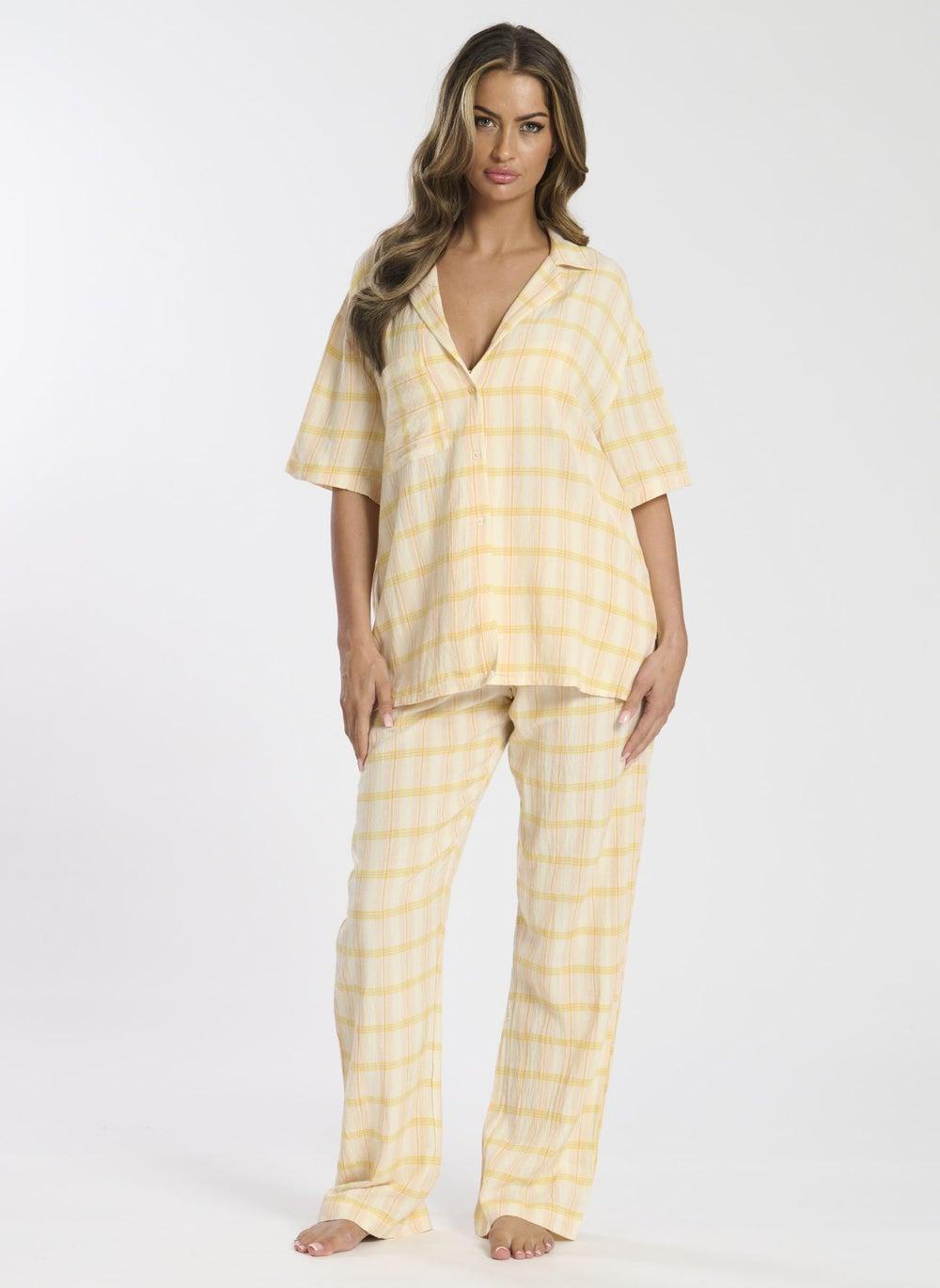 Cotton Crinkle Yellow Trouser & Long Sleeve Set - Image 1