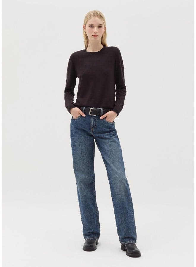 Women’s Solid Long Sleeve Crew Neck Top - Image 1