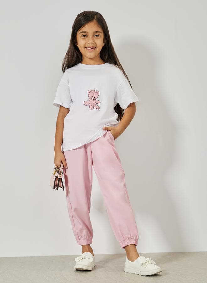 Bear Print Loose Fit T-Shirt & Joggers Set 2111316320Multi - Image 1