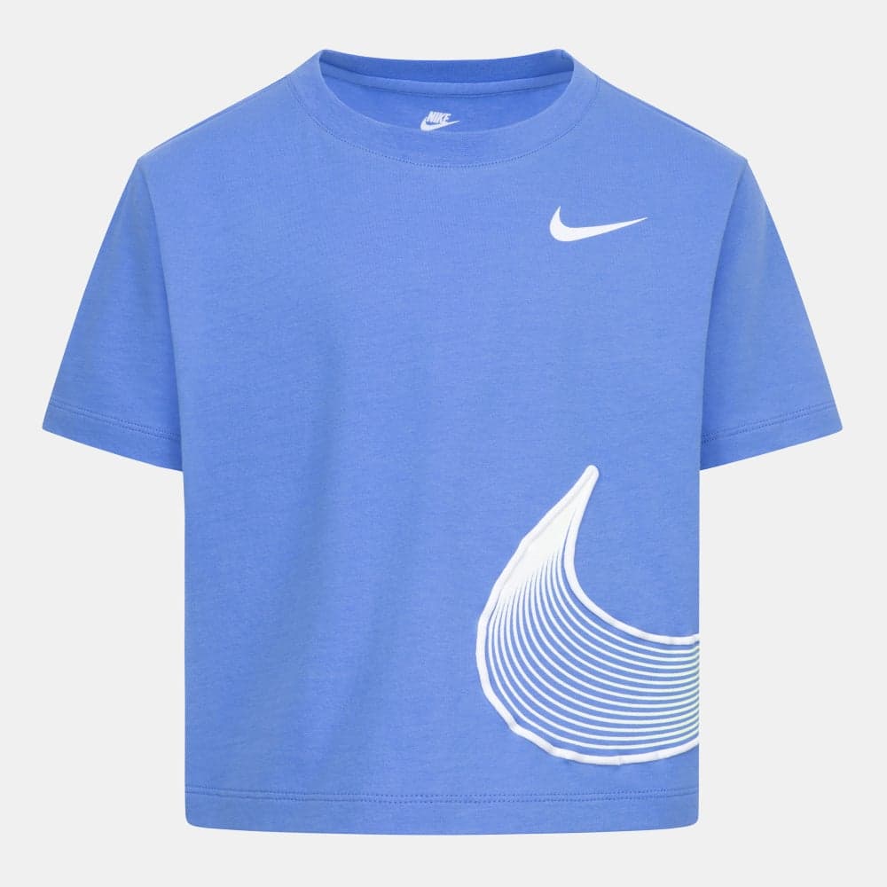 Nike Kids Swoosh Motion Blue Cotton T-Shirt - Image 1