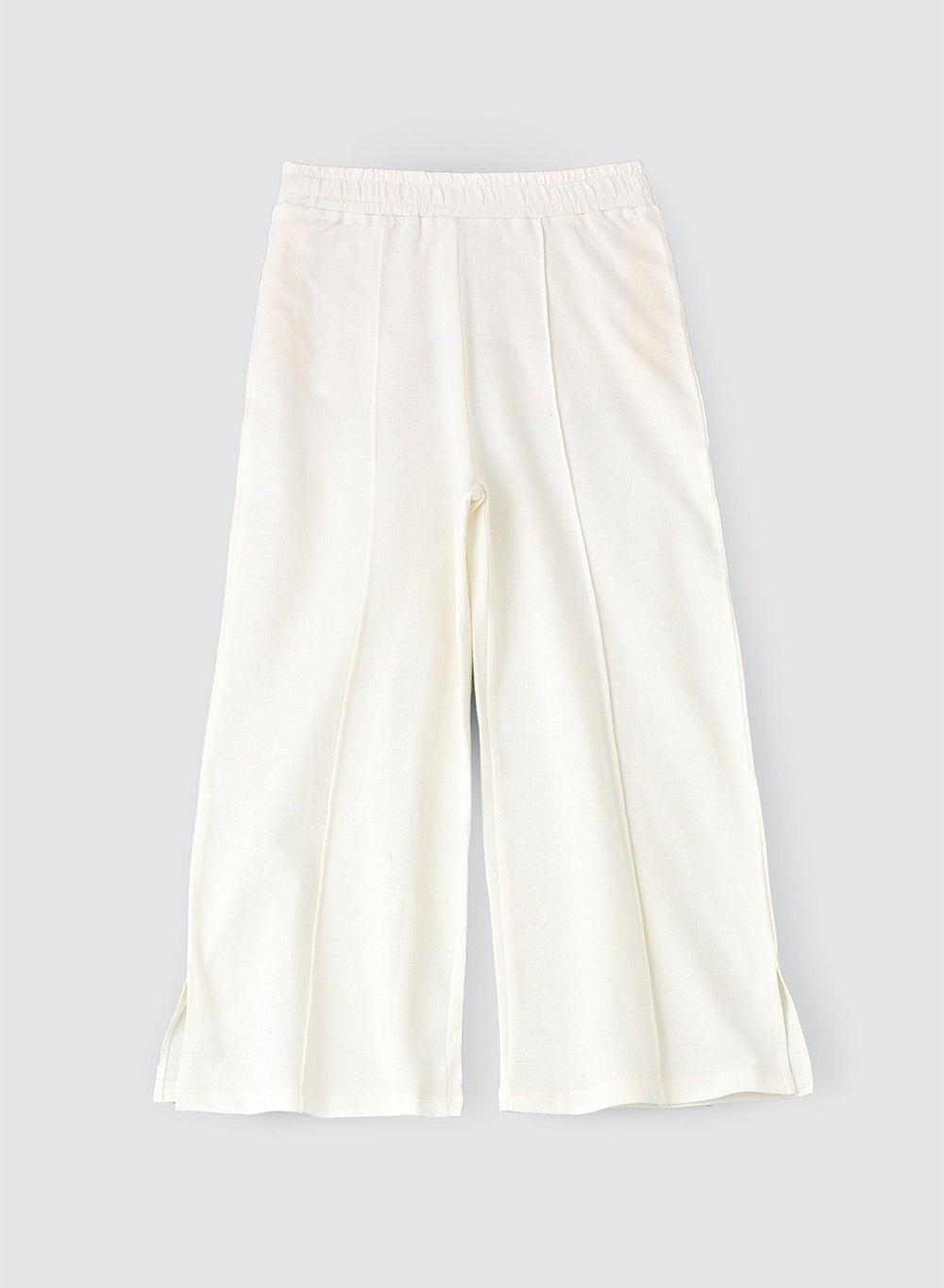 Girls Ivory Knit Wide-Leg Cropped Pants Rdkjtng W202 - Image 1