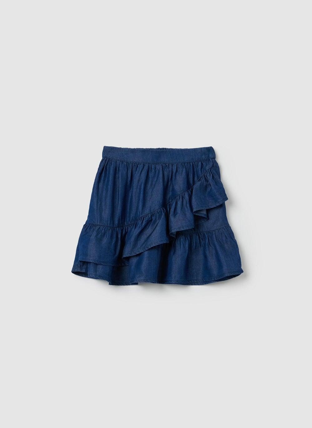 Girls Blue Lyocell Ruffle Skirt - Image 1